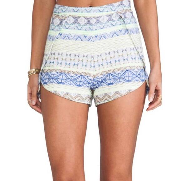 Rory Beca Costa Tweed Striped Shorts Tupac Yellow Blue Size Medium NWT - Picture 11 of 11